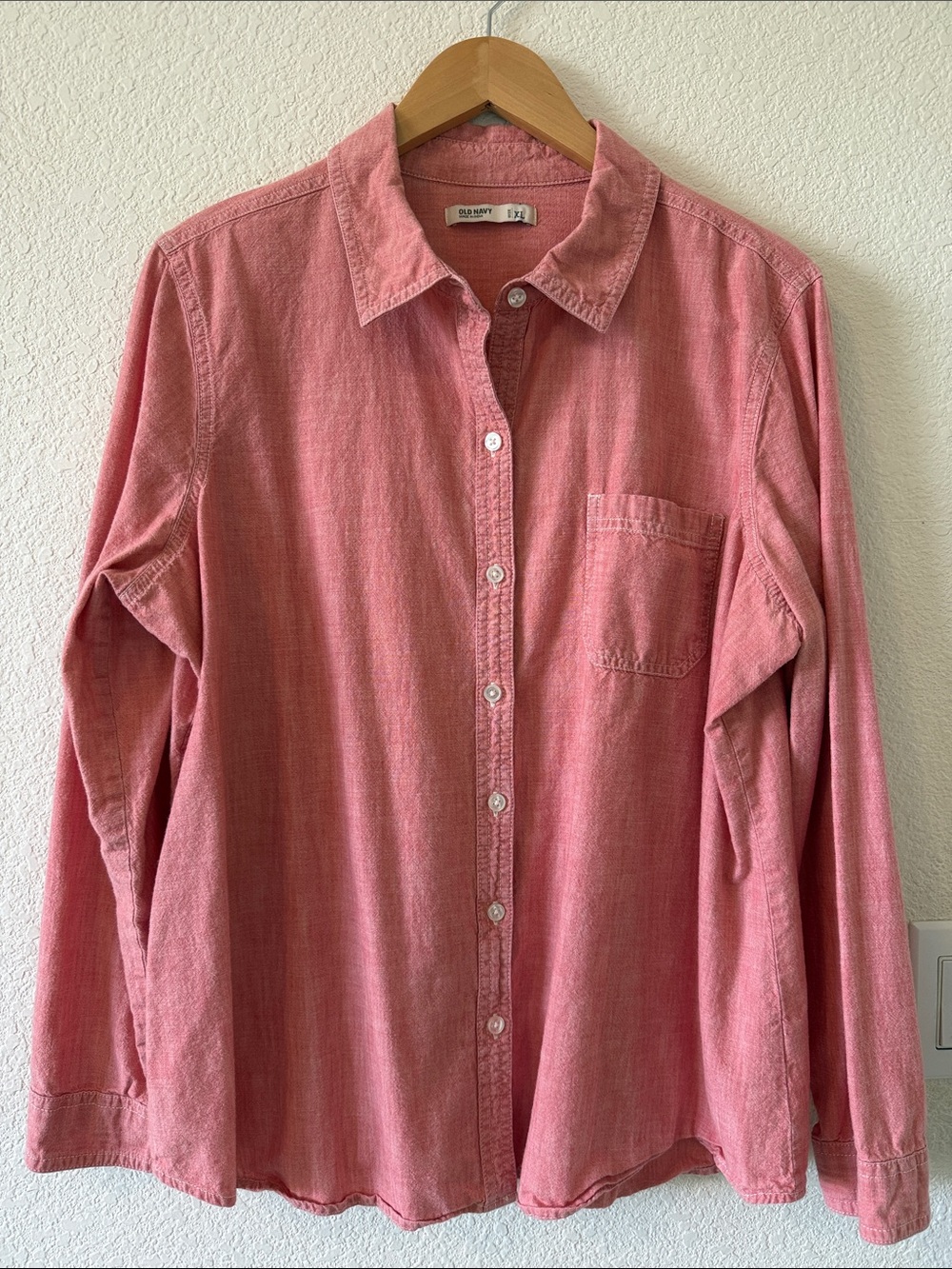 Old Navy 100% Cotton Oxford Style Shirt, XL, Red Chambry